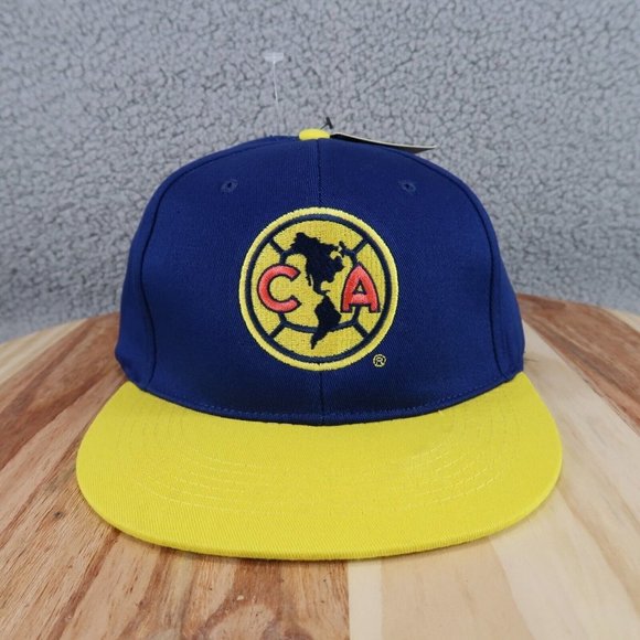Club Aguilas Del America Soccer Hat Cap Blue Yellow Snapback Adjustable - Picture 1 of 8